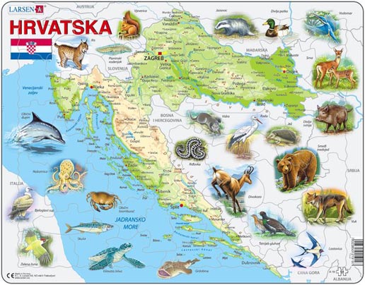SLAGALICA - Karta hrvatske sa životinjama A19